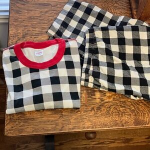 Hanna Andersson adult L pajama top and flannel pants pockets buffalo plaid